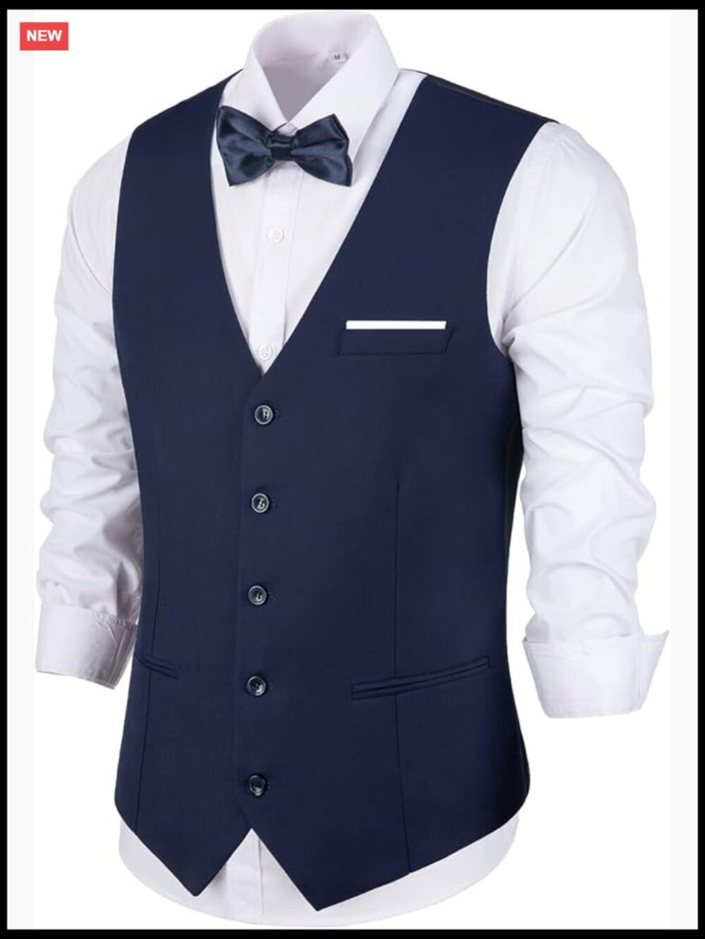 Men's Slim Fit V-Neck Sleeveless Suit Vest with Pockets